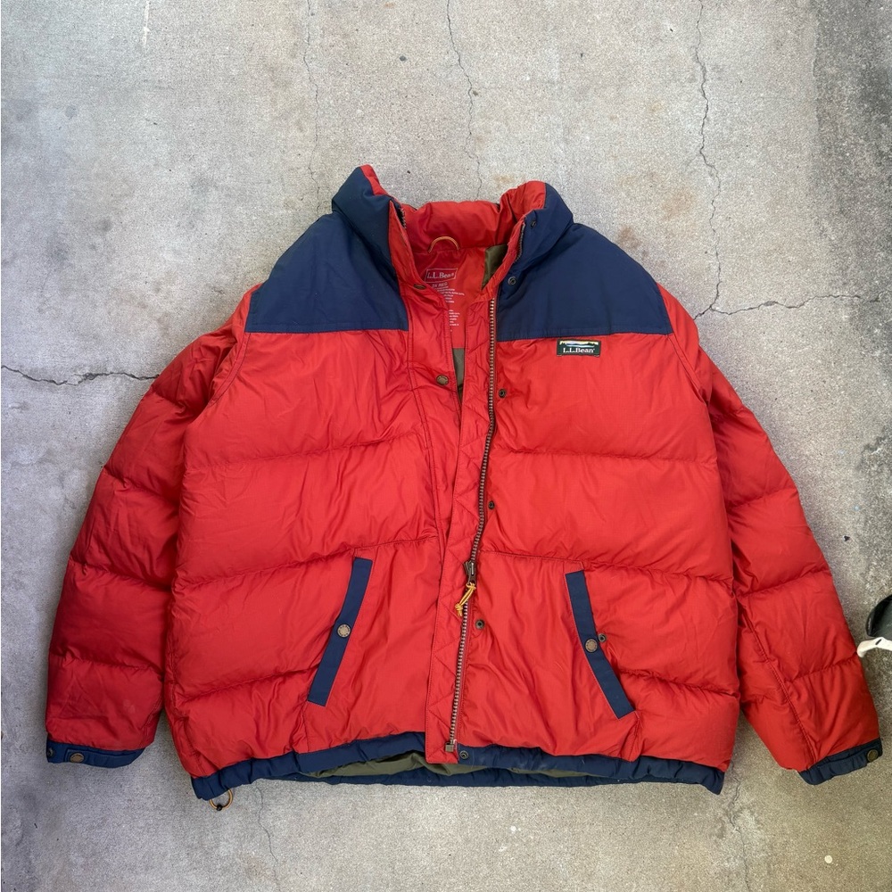 L.L. Bean Red and Navy Puffer Jacket